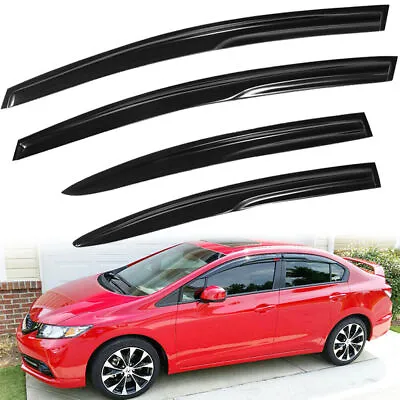 Fits 2012-2015 Honda Civic JDM 3D Wavy Mugen Style Window Vent Visor Rain Guards • $33.99