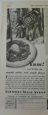 1929 Vermont Maid Cane And Maple Sugar Syrup Bottle Pancakes Vintage Ad • $9.99