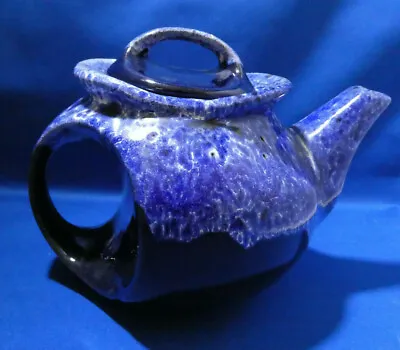 Unusual Futuristic Blue Drip Teapot Mid Century • $15.95