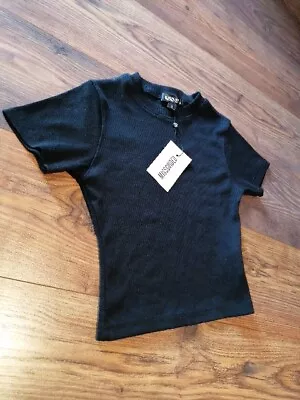 BRAND NEW Womens Missguided TOP Black Size 10 Small BNWT • £13