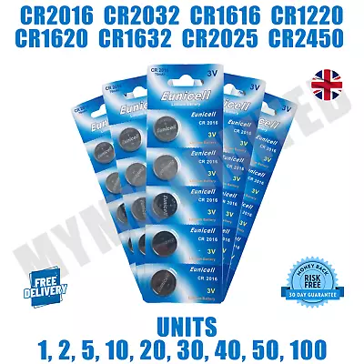 CR2032 CR2016 CR2025 CR2450 CR1632 CR1220 CR1620 CR1616 Batteries Eunicell *UK* • £20.98