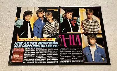 A-HA 1985 MORTEN HARKET Clipping Poster Swedish Music Magazine Okej 1980s • $10