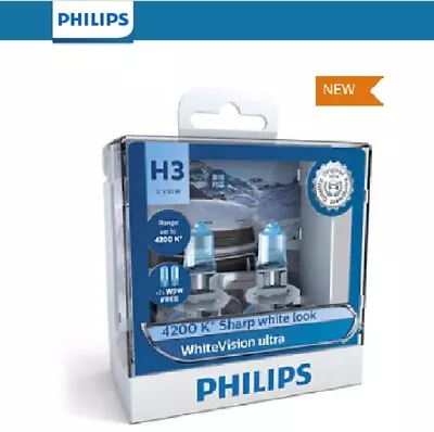 Philips H3 White Vision Ultra Light Globes +T10 12v 55w 4200K Whitest Road Legal • $61.25