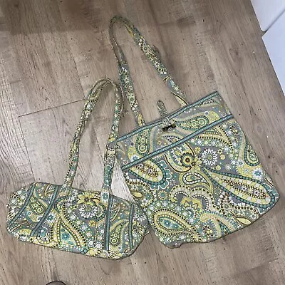 Vera Bradley Large  Toggle Tote And Bucket Purse  Lemon Parfait Handbag Travel • $26.99