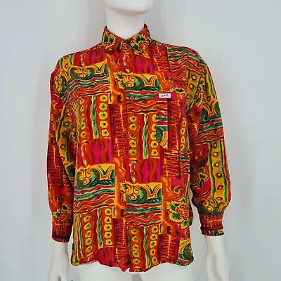 Vintage 90s Guess By Georges Marciano Women M Long Sleeve Shirt Multicolor  • $22.79