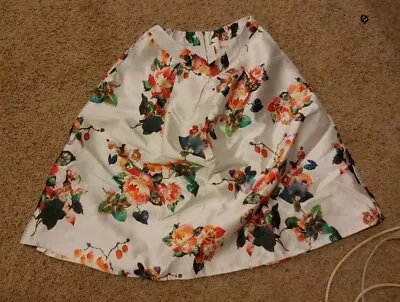 Lara Fashion Boutique White Floral Swing A Line Skirt Easter Spring Retro Style  • $12.98