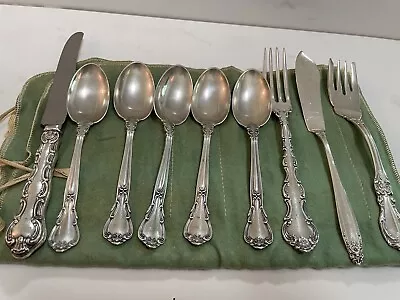 (9) Pcs VINTAGE STERLING SILVER SPOON/FORKS MIXED LOT SCRAP OR USE FLATWARE 276g • $151.50