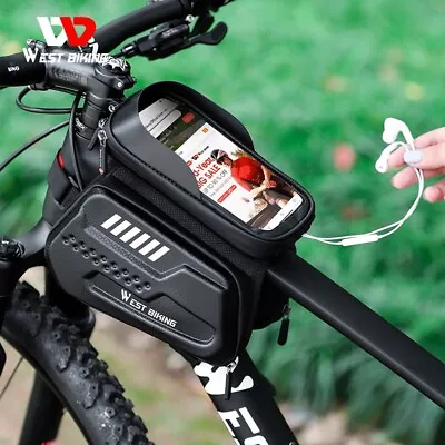 WEST BIKING Bicycle Top Tube Front Frame Bag Cycling Bag Waterproof Phone Case • £15.94