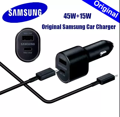 For Samsung 45W Dual Port Fast Charging Car Charger USB Type-C Cable Galaxy • $11.49