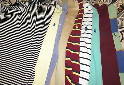 All RALPH LAUREN Shirt Lot Of {9} Mens XL Polo Shirts Short Sl Pony Stripe Solid • $109.99