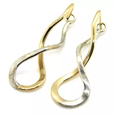 Ed Levin 925 Sterling Silver & 14K Yellow Gold Endless Braid Earrings • $485