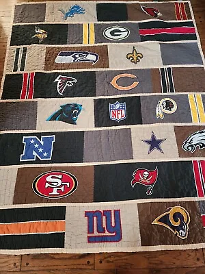 NFC Pottery Barn PB Teen NFL Football Quilted Blanket 84”x69” USED GOOD CONDITIO • $89.99