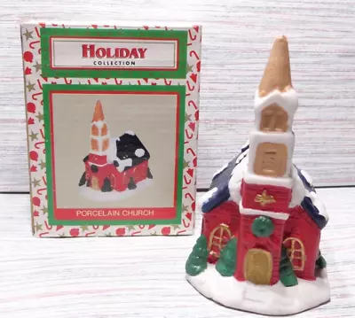 Vintage Christmas Village Church Red Brick Snow On Roof Holiday Collection 4  • $5.16