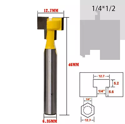 T-Slot Cutter 1/4*1/2 Shank Steel  Milling Router Bit For Woodworking Tools • $8.27
