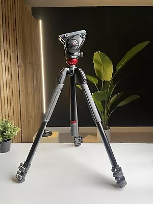 Manfrotto 500 Fluid Video Head With 190X Video Aluminum Tripod & Leveling Column • $400