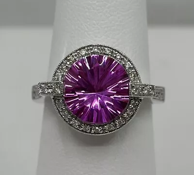 14K Pink Stone Halo Ring • £1013.39