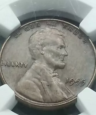 1955 Double Die Obv 1c Lincoln Cent Ngc Au 50 Bn  Error  Coin #0370 • $1799.99