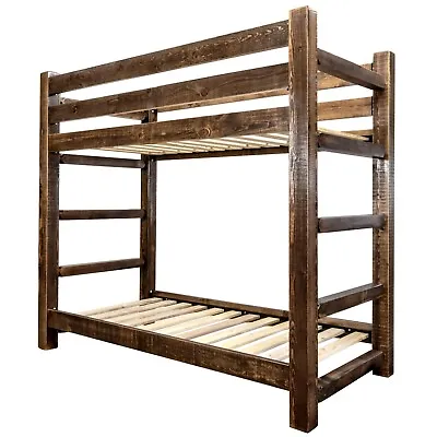 Rustic Bunk Bed TWIN Size  FARMHOUSE STYLE Amish Made BunkBeds Western Lodge • $2041.35
