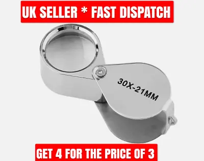 30X Jewelers Loupe Magnifier Jewelry Coin Loop Magnifying Glass Eye Pocket • £4.99