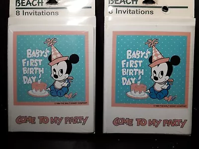 1984 Baby Mickey Mouse First Birthday Party Vintage Invitations Lot Of 2  • $22