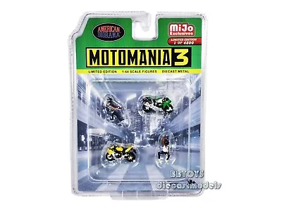  Moto Mania 3  Set 2 Figurines And 2 Motorcycles 1/64 AMERICAN DIORAMA 76499 • $11.99