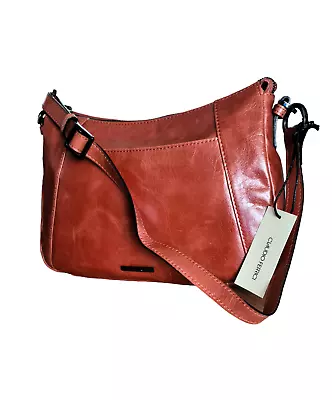 Claudio Ferrici Ladies Bag 100% Italian Leather Soft Elegant Crossbody Brick New • £82.99