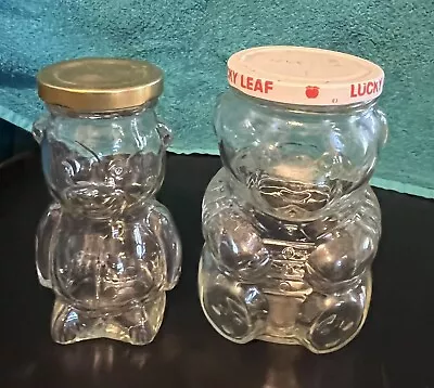 2-Vintage GLASS BEAR JARS KRAFT  1988 And Smaller Unmarked • $25