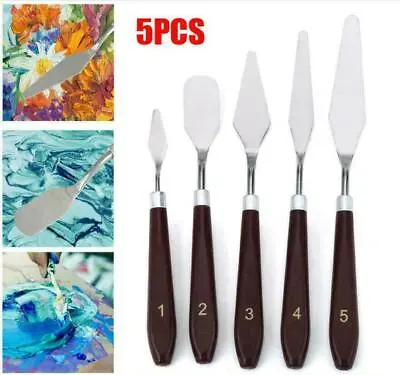 5x Palette Knives Spatula Oil Acrylic Paint Artist Set Knife 1 2 3 4 5 Size Art • £4.79