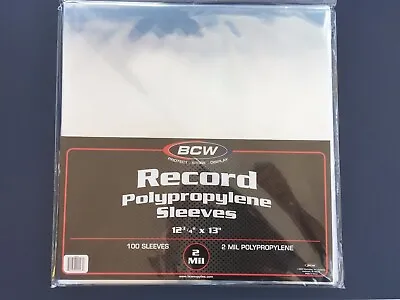 100 BCW Record Vinyl Album Clear Plastic Outer Sleeves Bags Covers 33 RPM LP  • $20.88