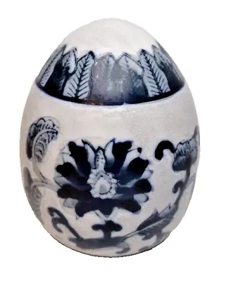 1980s Vintage Decorative Ceramic Egg - Blue And White Asian Design - Rare Find • $14.24