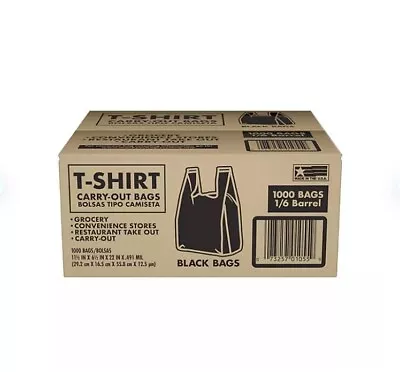 Black T-Shirt Carryout Bags 11.5  X 6.5  X 22  (1000 Ct.) • $28.48