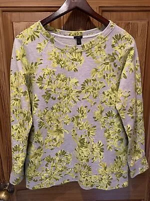 J.Crew Gray Sweatshirt With Floral Flowers Print Size Small EXCELLENT! • $18.99