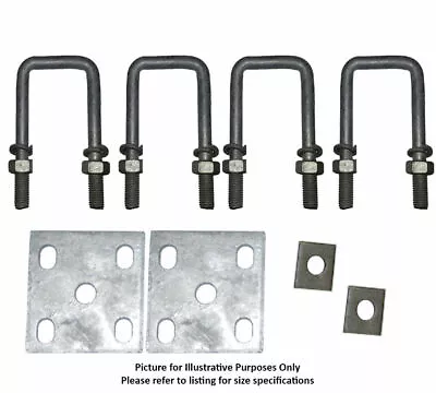 U Bolts Kit 50mm Square X 5.5  Galvanised Boat Trailer Fish Plates Axle Pads • $31.95
