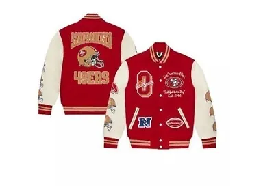 San Francisco 49ers OVO Varsity Jacket Leather Sleeves Letterman Style Unisex XL • $135