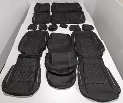 For Ford F150 Crew Cab XLT 2019-2020 Black Diamond Leather Seat Covers DH197 • $799