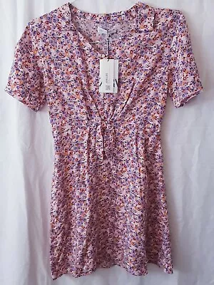 NEW Zara Girls Sz 13-14 Dress Lovely Floral Short Sleeve Collared Sailor W/bow  • $23.68