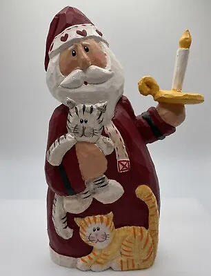 Folk Art Santa With Cats & Candle Figure Eddie Walker Midwest Of Cannon Falls 7” • $17.99