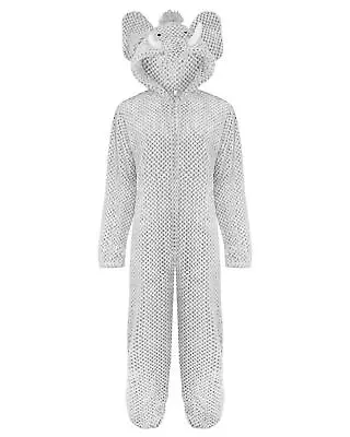 Loungeable Waffle Elephant 1Onesie Mens Fleece All In One Pyjamas 982022 Grey • $40.41