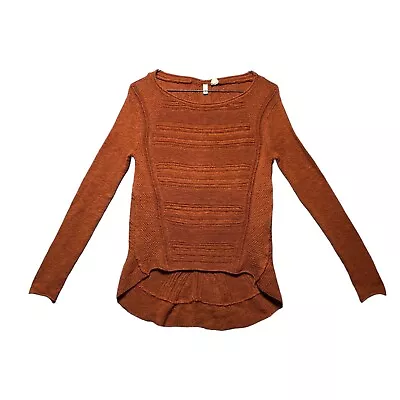 Anthropologie MOTH Sweater Ribbed Alpaca Wool Rust Lightweight Hi Low Sz Small • $22.40