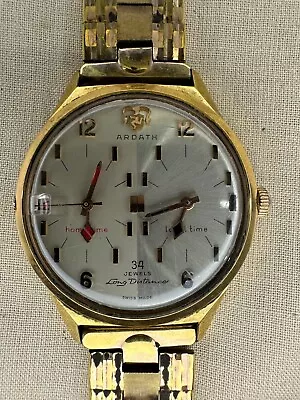 Rare Vintage Automatic Ardath Long Distance Dual Time Zone Watch Patent-98387 • $750