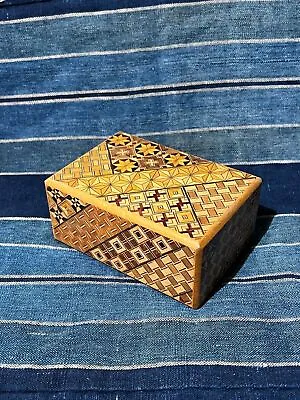 Japanese Yosegi Puzzle Box Wooden Trick Box Small Size Vintage Hakone • £37.06