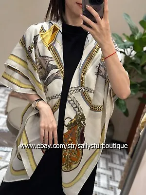 70% Cashmere & 30% Silk Wrap Scarf Carriage Vintage Print Double Face Shawl 53  • $63.99