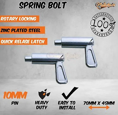 $19.95 • Buy Spring Bolt Rotary Locking 70x45mm Zinc 10mm Pin Drawer Door Latch Catch Trailer