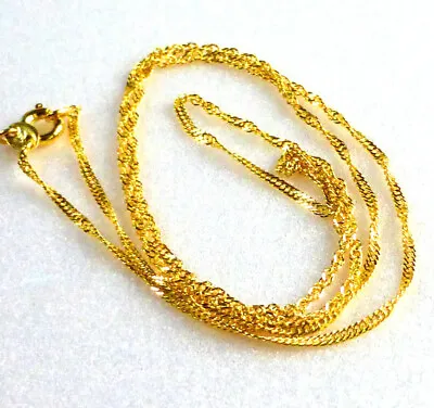 24K Yellow Gold Plated Spring 1.2mm Fish Bone Sparkle 60cm Long Chain Necklace • £13.69