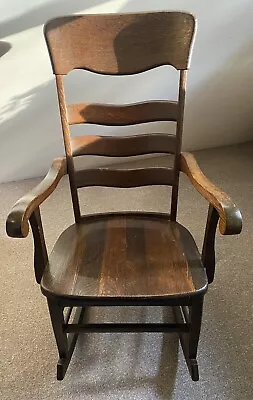 Solid Oak Antique High Back Rocking Chair • $130