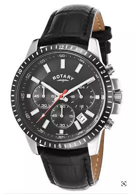 Rotary Watch GS00173/04 Men's Black Dial Chronograph Black Leather Strap Watch • £50.99