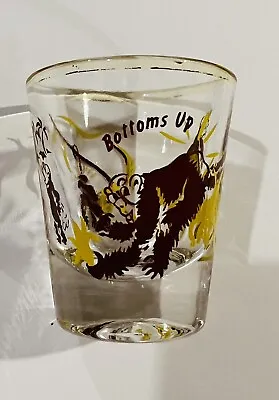 Vintage Shot Glass- Monkeys Being Silly “Bottoms Up” • $10