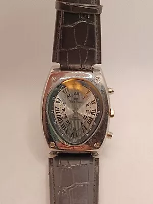 Mark Naimer Analog Wristwatch Silver Black Leather Band Band Working • $28