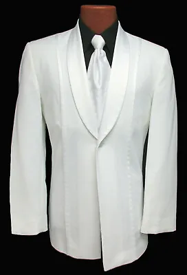 Men's Jean Yves White Tuxedo Jacket With Satin Shawl Lapels Prom Wedding 41XL • $19.99