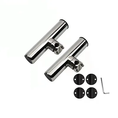 2PCS Rod Holder Stainless Steel Clamp On Rail Mount 7/8''-1  Fishing 20mm-25mm • $65.89